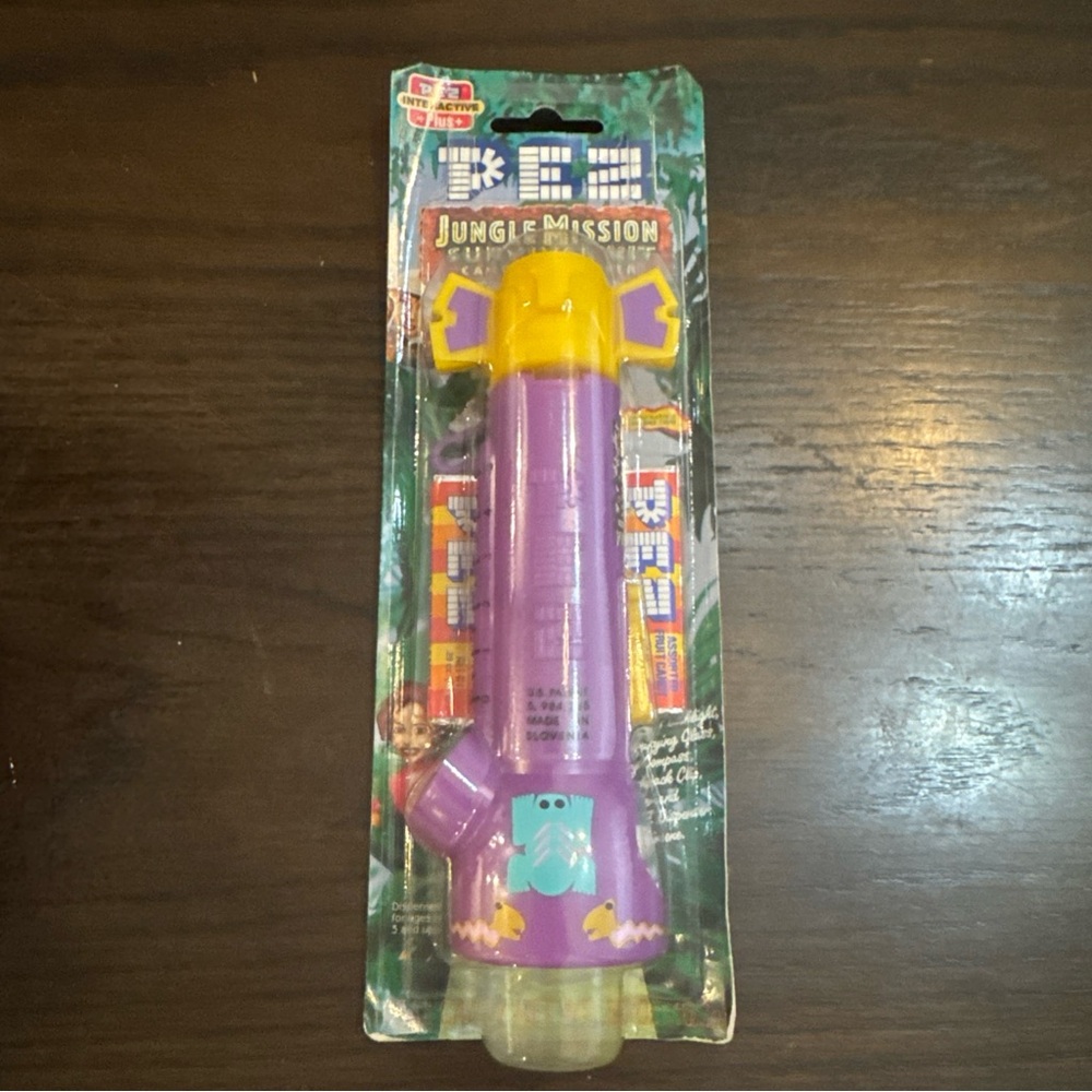 PEZ Vintage Candy Dispenser - Jungle Mission Survival Kit Purple
